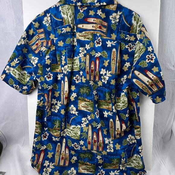 EXCELLENT of HAWAII 100% Cotton Hawaiian Shirt with Surfboards, Surfers Men's L - Picture 9 of 9